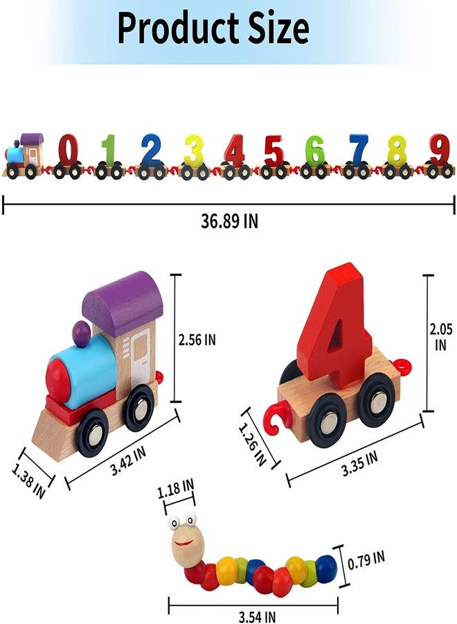 AUTHFORT Wooden Number Train Set Digital Cars Toys Learning Counting Numbers 0-9 STEM Preschool Gift for Toddlers Boys Girls - Image 3